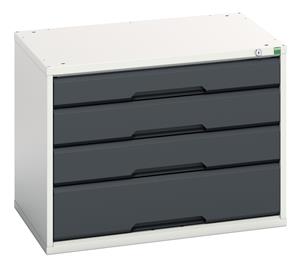 verso drawer cabinet with 4 drawers. WxDxH: 800x550x600mm. RAL 7035/5010 or selected Verso Bench Drawers and Cupboards